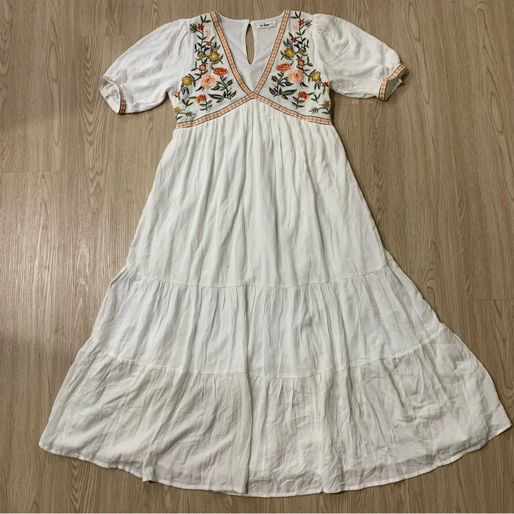 PinkBlush embroidered tiered midi dress nwot - Picture 10 of 10